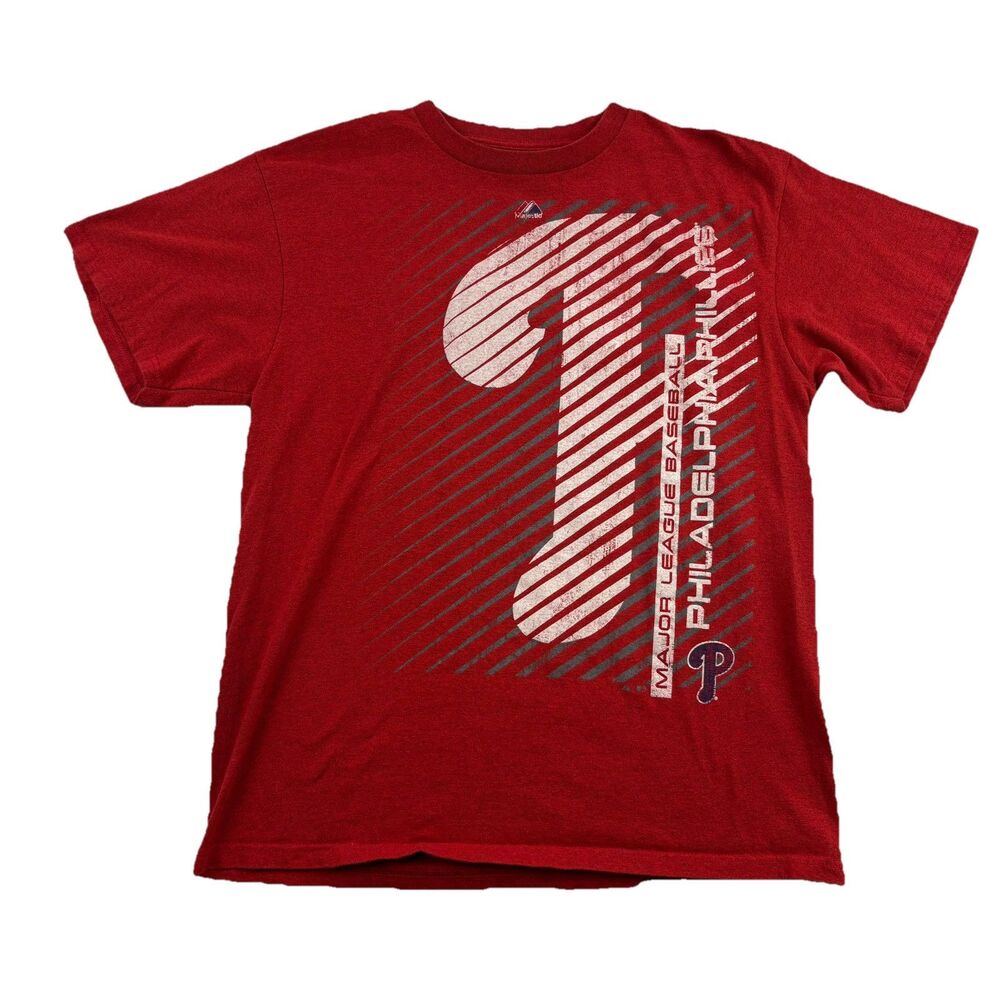 Philadelphia Phillies MLB T Shirt Mens Large Red Short Sleeve Majestic
